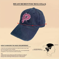 Monochrome Letter P Embroidery Baseball Cap Sun Hat