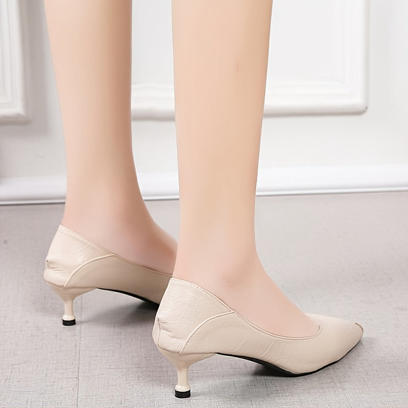 Faux Leather Court Pumps Women's Point Toe Pumps For Work
