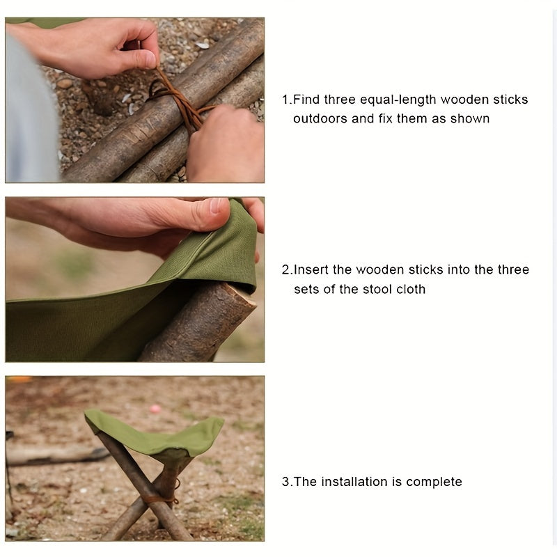 Canvas Camping Stool Cushion Lightweight Foldable Chair