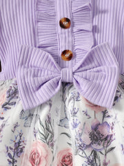 Floral Tulle Ruffle Sleeve Princess Dress for Baby Girl