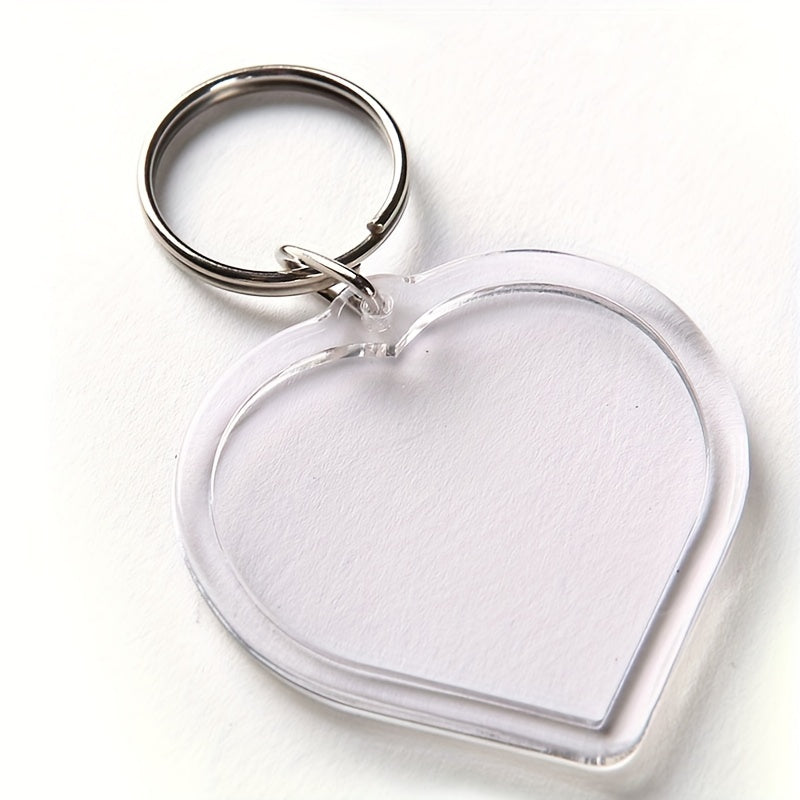 10pcs Heart Acrylic Blank DIY Photo Key Chains - Heart Shape Bag Accessories