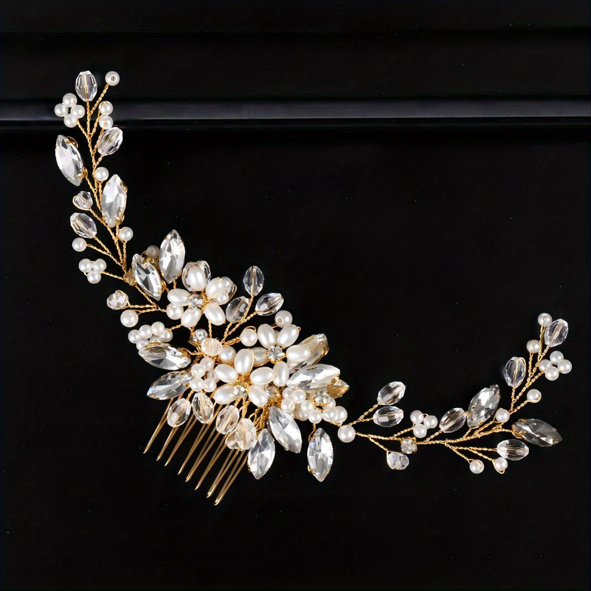 Pearl Flower Hair Comb Back Head Insert Comb Crystal Hair Comb