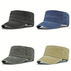 Casual Cotton Flat Top Hat Vintage Army Cap
