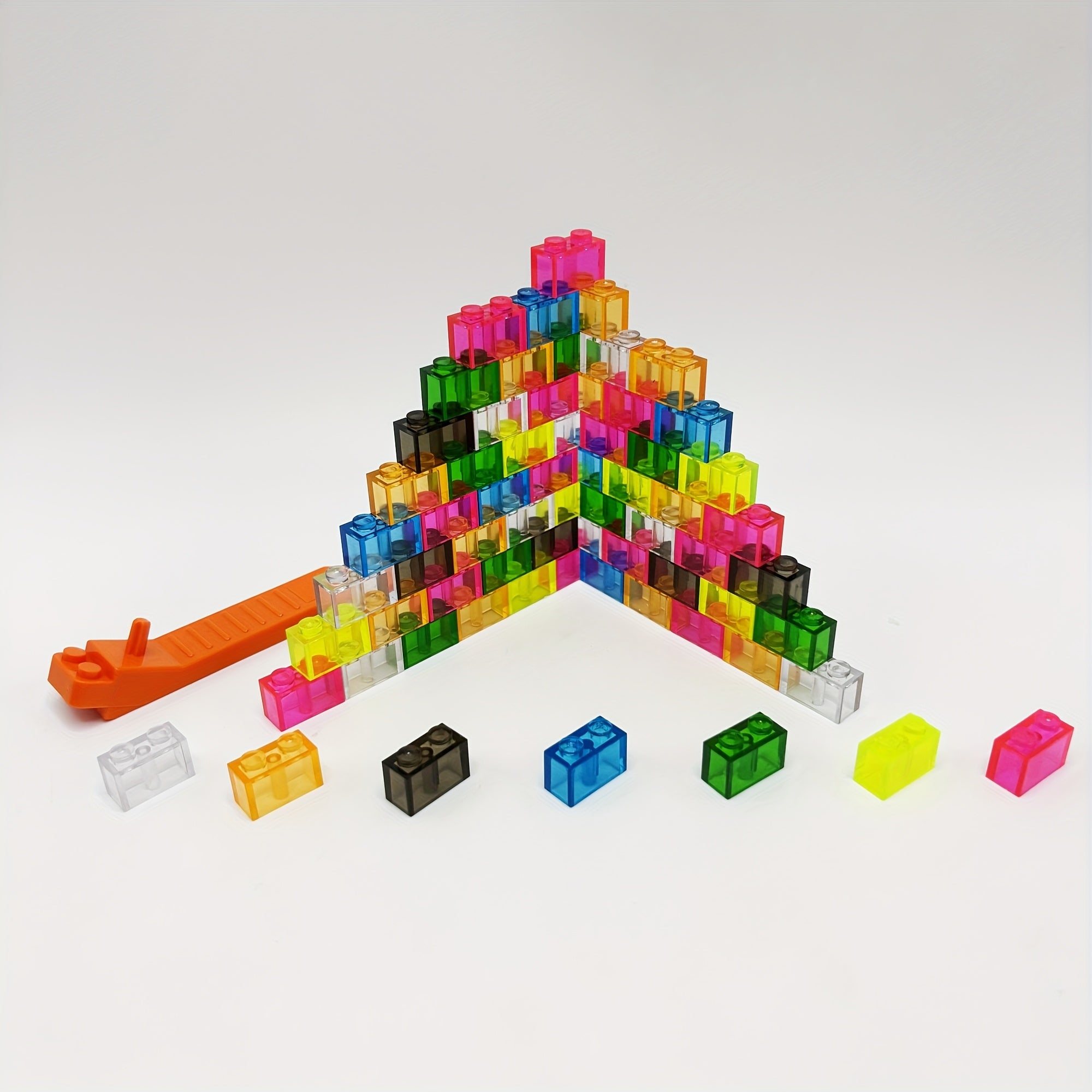 50pcs Colorful Transparent Building Blocks Compatible with 3004 High Brick 1x2 S