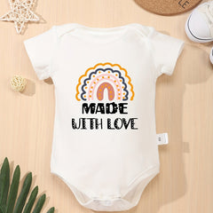 Cotton Baby Girls With Love Short Sleeves Onesie Romper