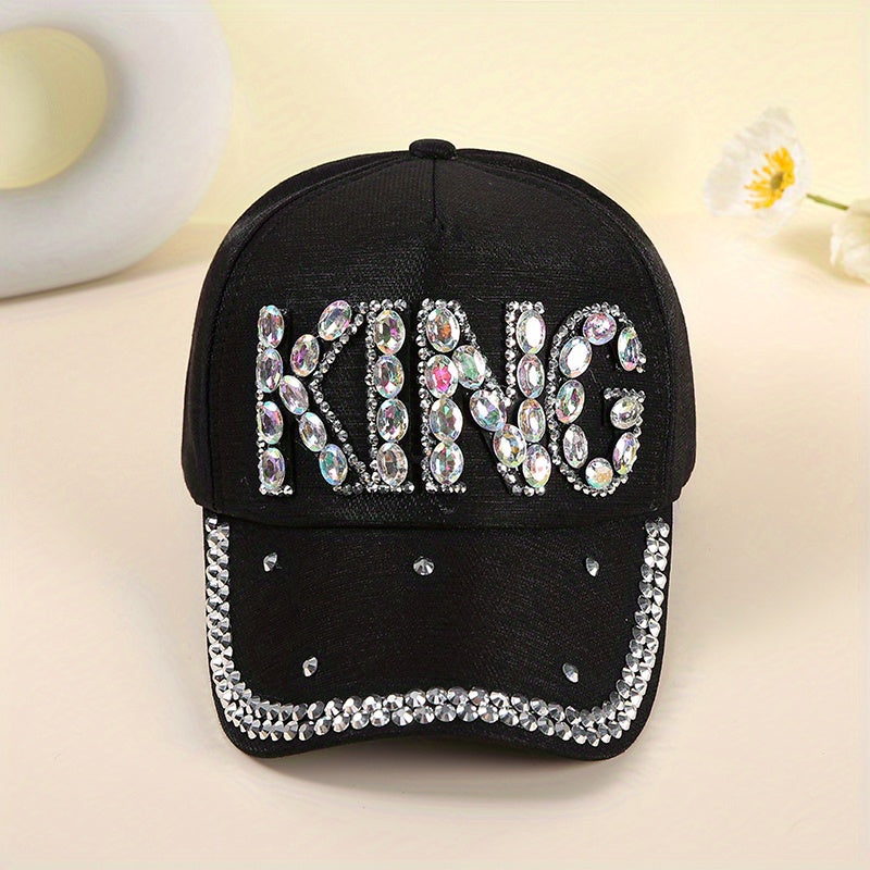 Rhinestone KING Patch Baseball Cap Casual Sun Hat