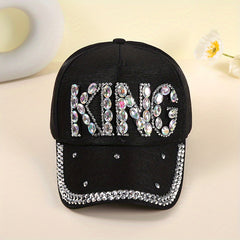 Rhinestone KING Patch Baseball Cap Casual Sun Hat