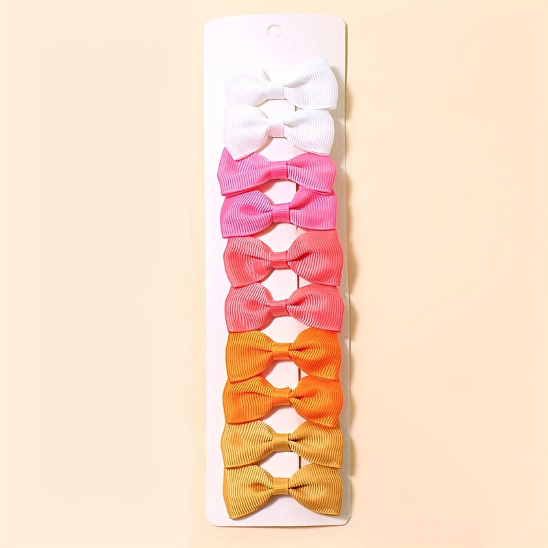 10 Pcs Grosgrain Ribbon Hair Bows Clips Colorful Hair Accessories