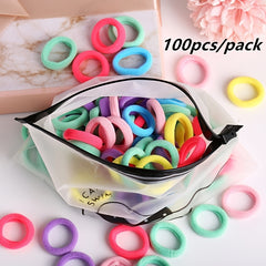 100 200pcs Mix Hair Elastics Ties Thick Stretchy Rubber Band Ponytail Holder
