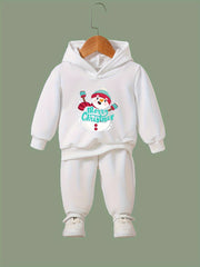 Baby Snowman Print 2pcs Outfit Girls Hoodies Jogger Pants Set