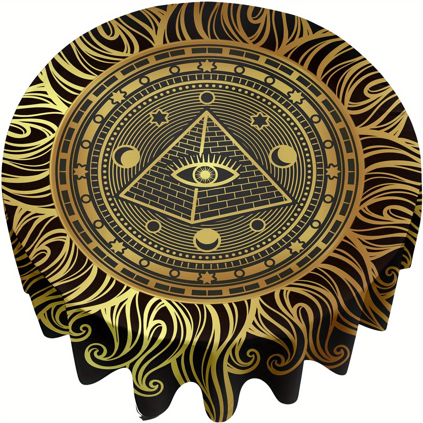 Sun God Printed Round Table Cloth Colorful Table Cover