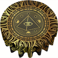 Sun God Printed Round Table Cloth Colorful Table Cover