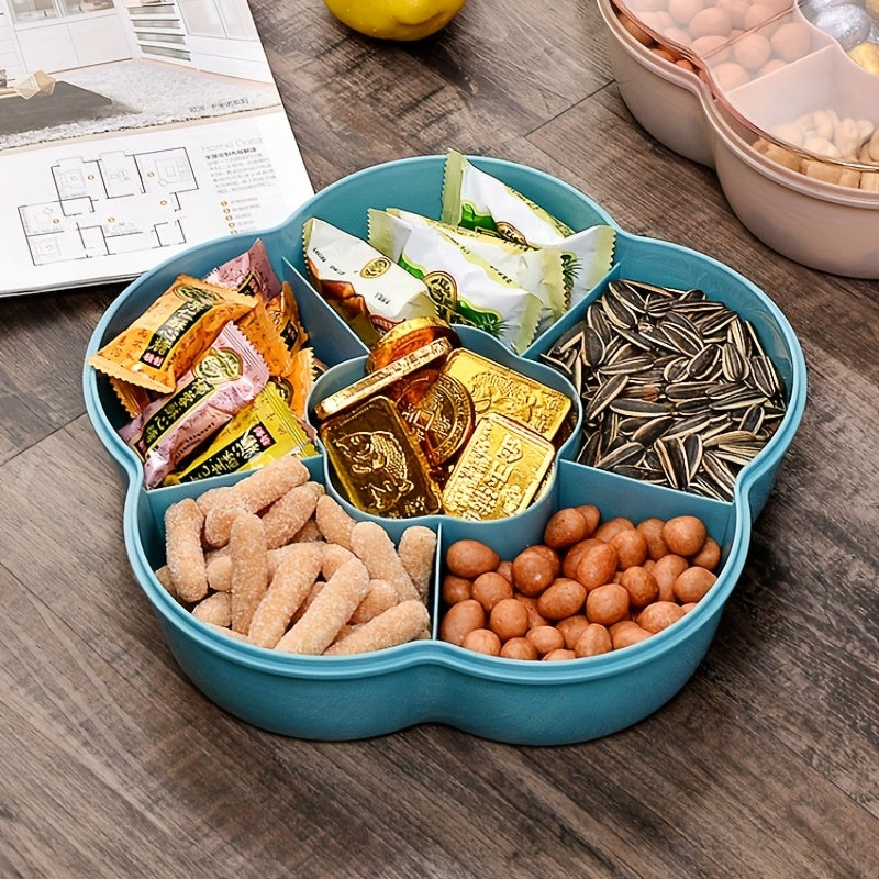 Flower-Shaped Snack Tray with Lid Divided Container