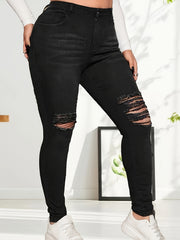 Women's Skinny Stretch Jeans with Ripped Detail