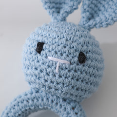 Crochet Rabbit Rattle Toy with Bells Baby Teething Toy Soft Newborn Gift
