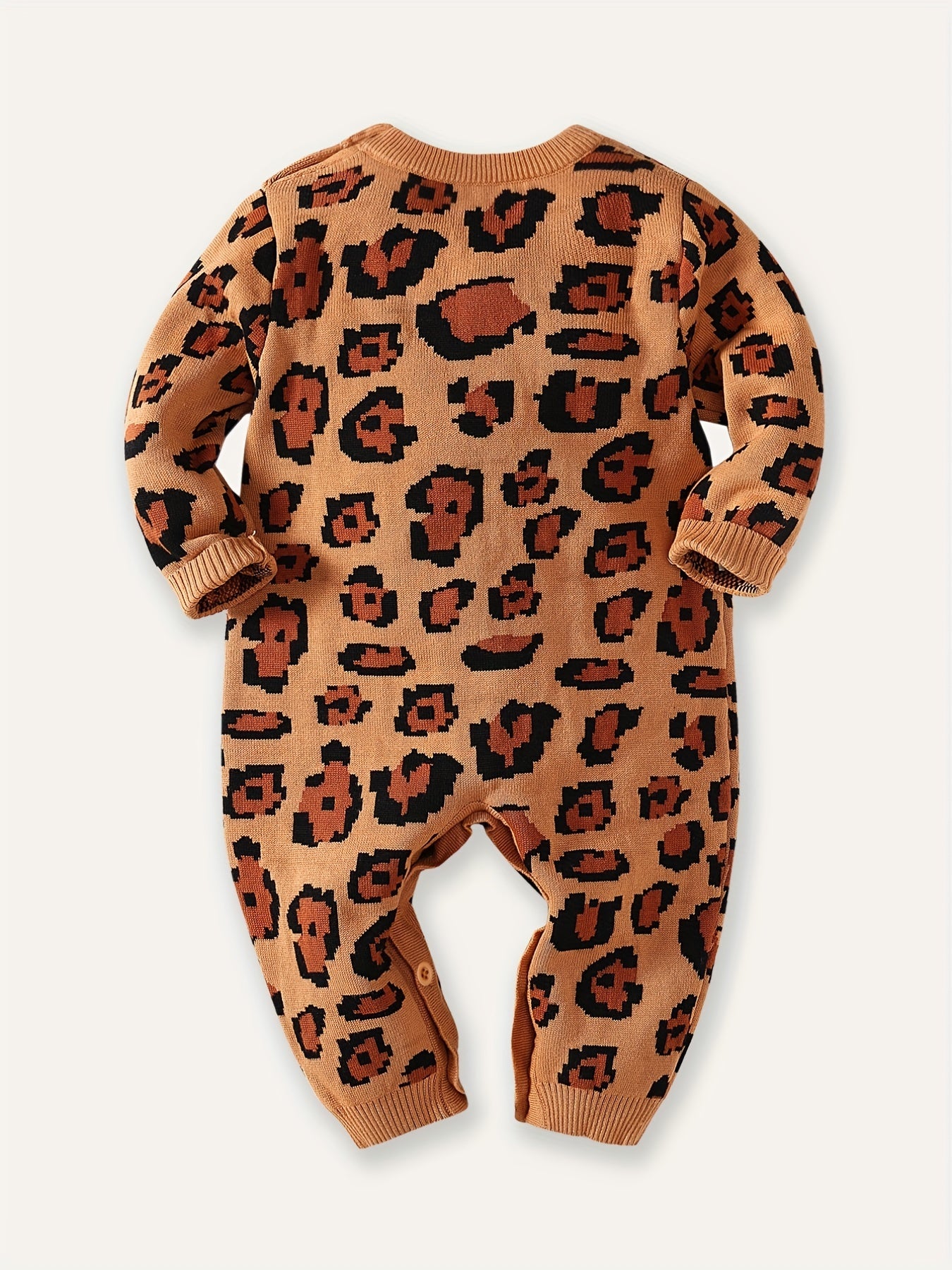 Infant Baby Leopard Sweater Long Sleeve Jumpsuit
