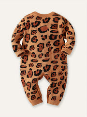 Infant Baby Leopard Sweater Long Sleeve Jumpsuit