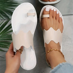 Women's Lightweight Loop Toe Slide Sandals Open Toe Slip On Shoes