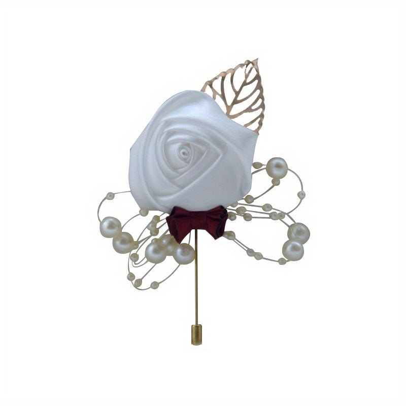 Pearl Inlaid Flower Brooch Pin Wedding Corsage