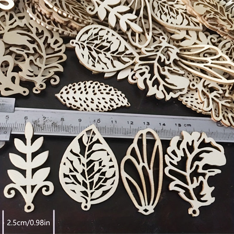 10pcs 2.4 DIY Wooden Leaf Chip Shapes for Painting Signature Decoration