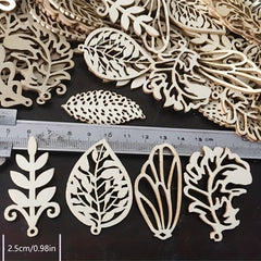 10pcs 2.4 DIY Wooden Leaf Chip Shapes for Painting Signature Decoration