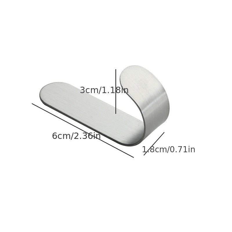 5pcs Stainless Steel Adhesive Hooks Kitchen Single Hanger Hook