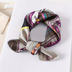 Animal Print Silk Scarf Square Shawl Bandana Head Wrap Neckerchief for Women