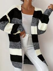 Colorblock Long Sleeve Open Front Cardigan