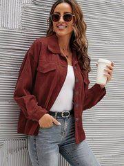 Solid Button Front Jacket Casual Long Sleeve Versatile Outerwear