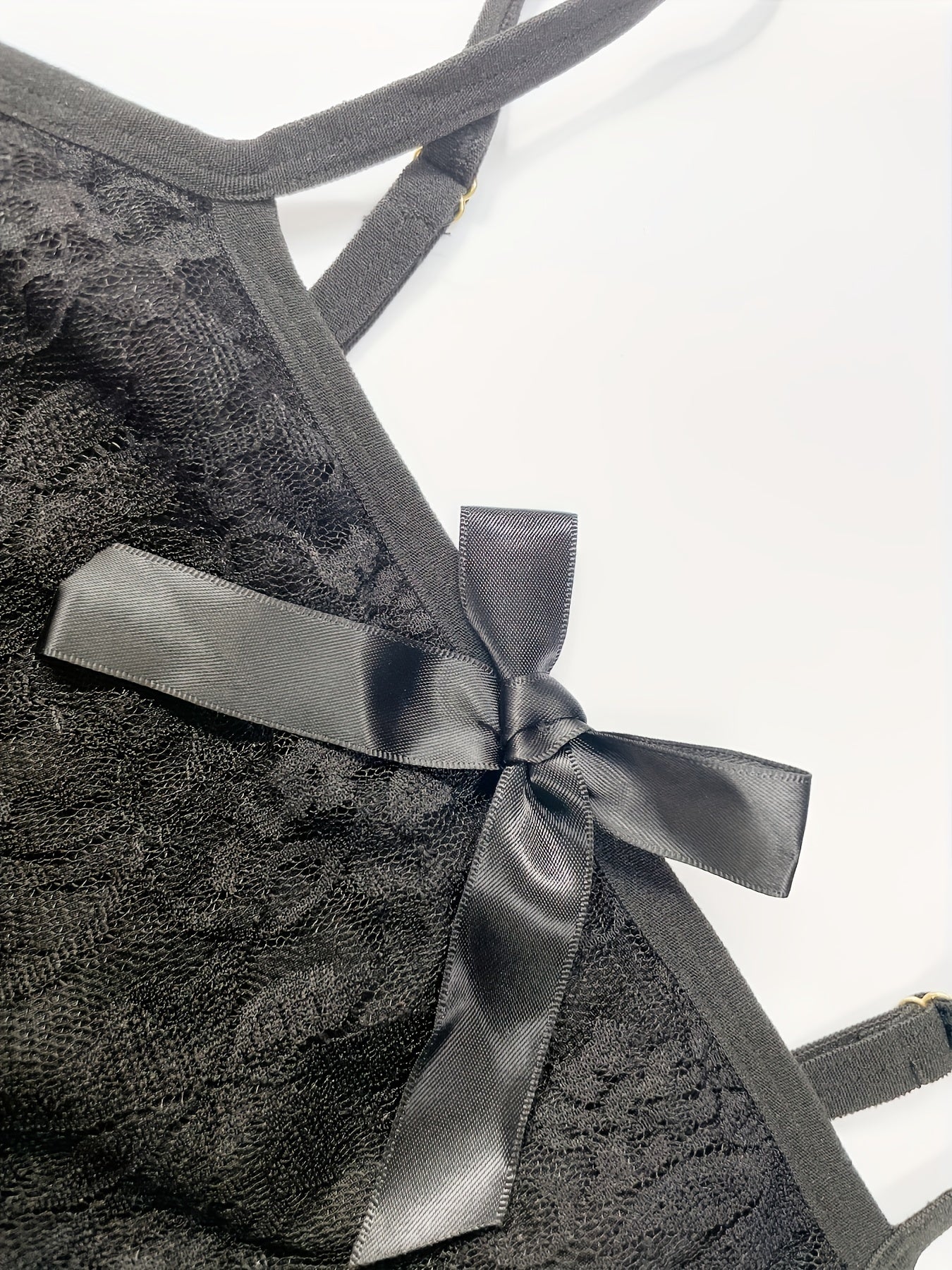 Lace Bow Decor Bra & Cutout Panty Lingerie Set