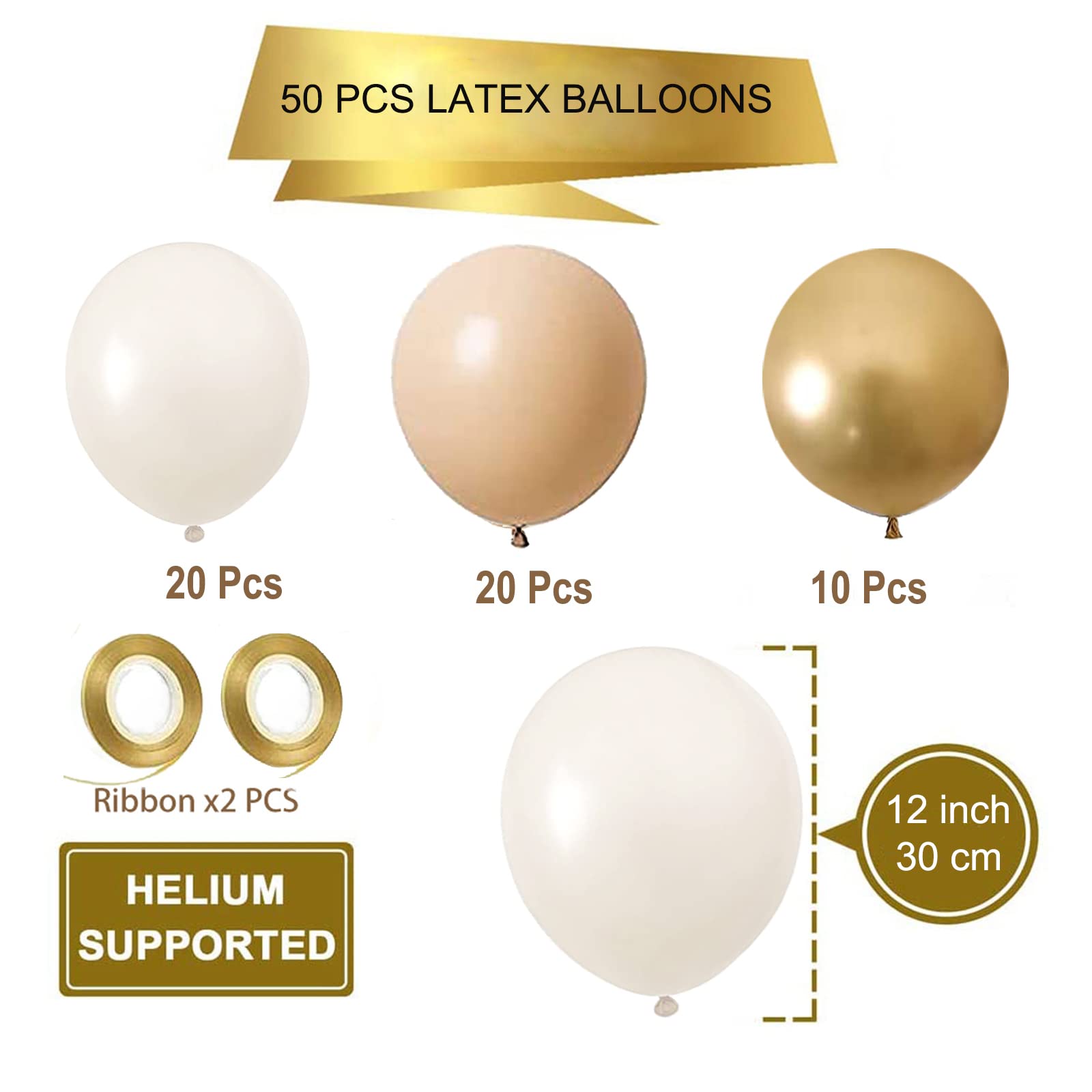 50pcs Neutral Latex Balloons for Birthday Wedding Baby Showers