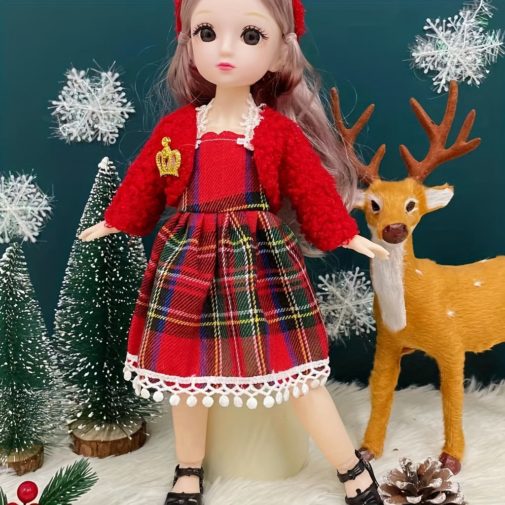 Christmas Style Doll Costume and Headdress Set for Girls