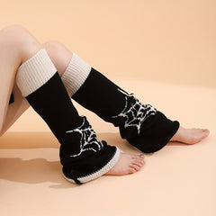 Skull & Star Print Leg Warmers Knee High Socks Women's Stockings