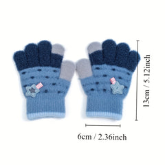 Girls' Baby Knitted Crystal Yarn Star Gloves