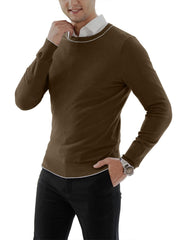 Men's Solid Casual Skinny Round Neck Pullover Sweater