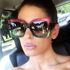 Y2K Glitter Square Sunglasses UV400