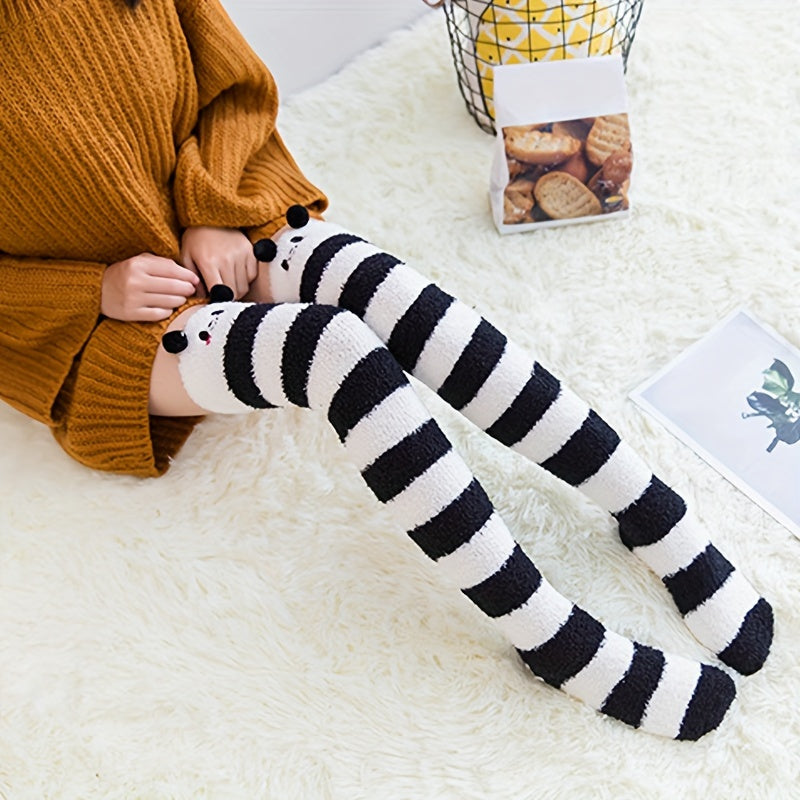 Christmas Fuzzy Thigh High Socks & Warm Over The Knee Socks