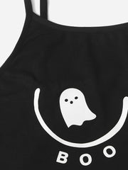 Ghost Print Pajama Set Crew Neck Cami Top & Shorts
