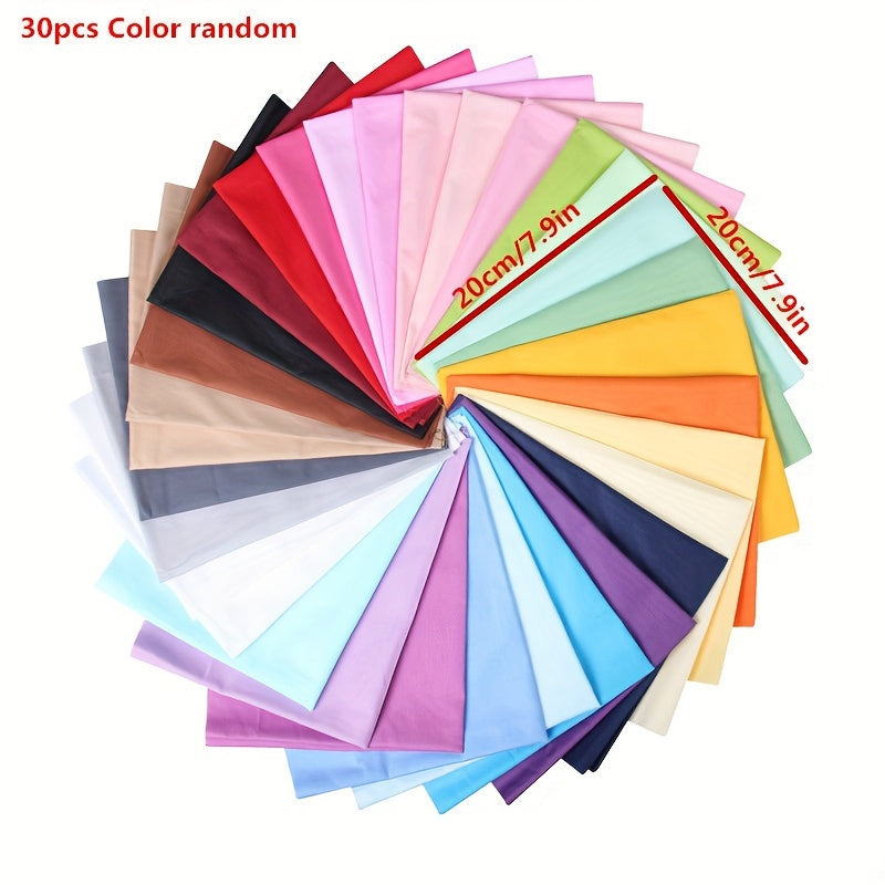 30pcs 100% Cotton Twill Solid Fabric Set DIY Handicraft Sewing Home Patchwork