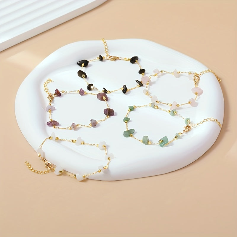 Colorful Natural Stone Beaded Bracelet for Girls