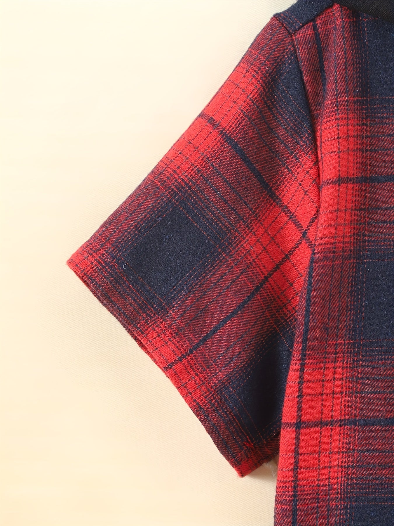 Plaid Hooded Top Short Sleeve Shirt for Boys