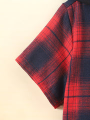 Plaid Hooded Top Short Sleeve Shirt for Boys