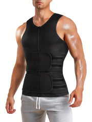Men's Neoprene Sauna Vest Zipper Sweat Tank Top for Weight Loss