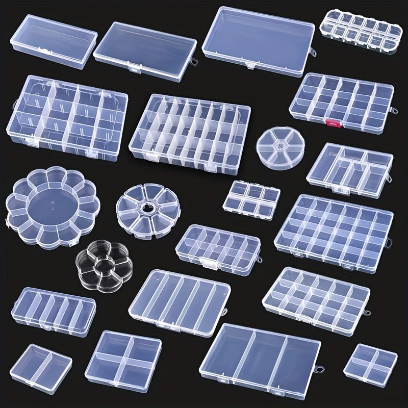 Plastic Storage Box Jewelry Organizer Clear Container Rectangle Flower Shape