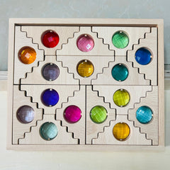 Wooden Stacking Toys with Acrylic Gemstones for Ages 3-6