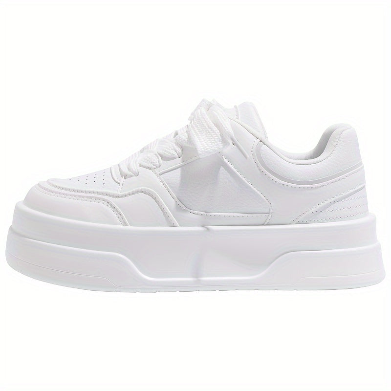 HUANQIU Lace-up Non-slip Skate Shoes Thick Sole Casual Walking Shoes