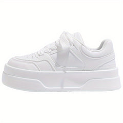 HUANQIU Lace-up Non-slip Skate Shoes Thick Sole Casual Walking Shoes
