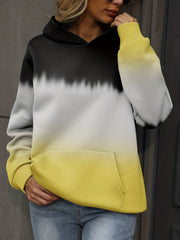 Casual Long Sleeve Block Hoodie Sweatshirt Women's Clothing