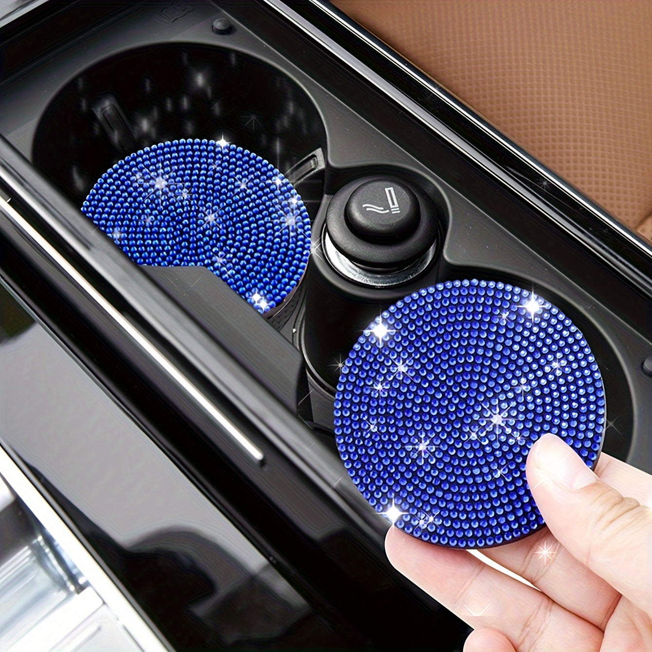 Rhinestone Printed Cup Pads for Car, Non Slip Coaster, Shockproof