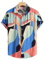 Men's Block Lapel Short Sleeve Shirt